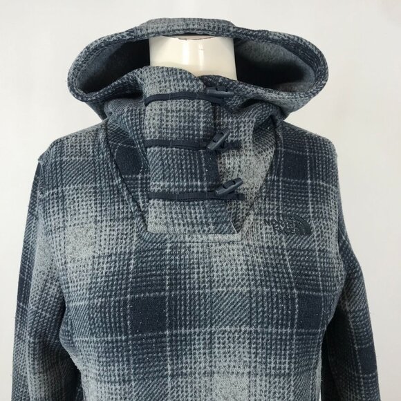 North Face Blue Plaid Women's Hoodie - Picture 2 of 7
